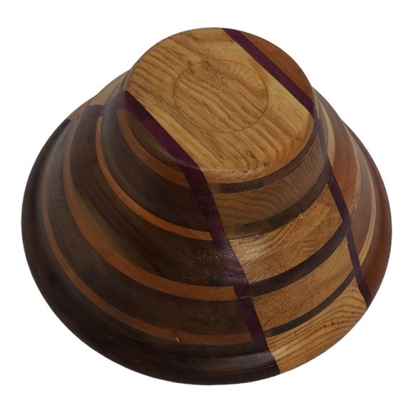 Purple Heart, Poplar, Ash, Maple Wood Bowl Turned 8.75" Modern Rustic Made in US - Picture 8 of 8